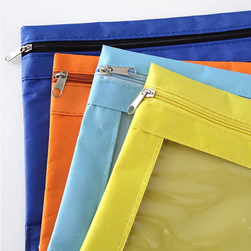 SdeFe Zippered Pen Pencil Binder Pouch 3 Rings with Clear Window for School Classroom Organizers 8 Pcs (Yellow) - Image 4